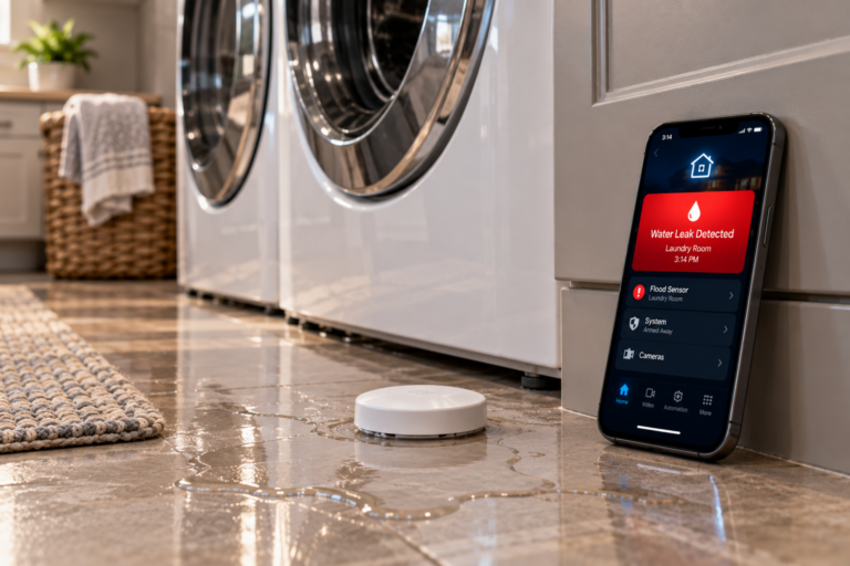 Water leak sensor with smartphone alert notification for Grosse Pointe and Metro Detroit