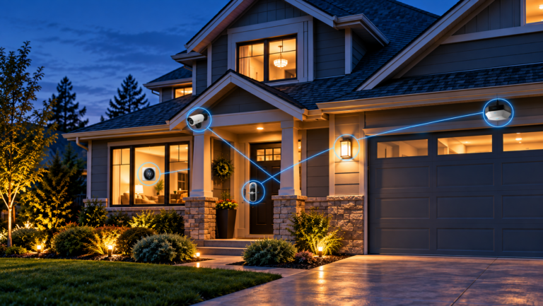 Smart home devices connected including camera, door lock, and garage opener for Grosse Pointe and Michigan homes